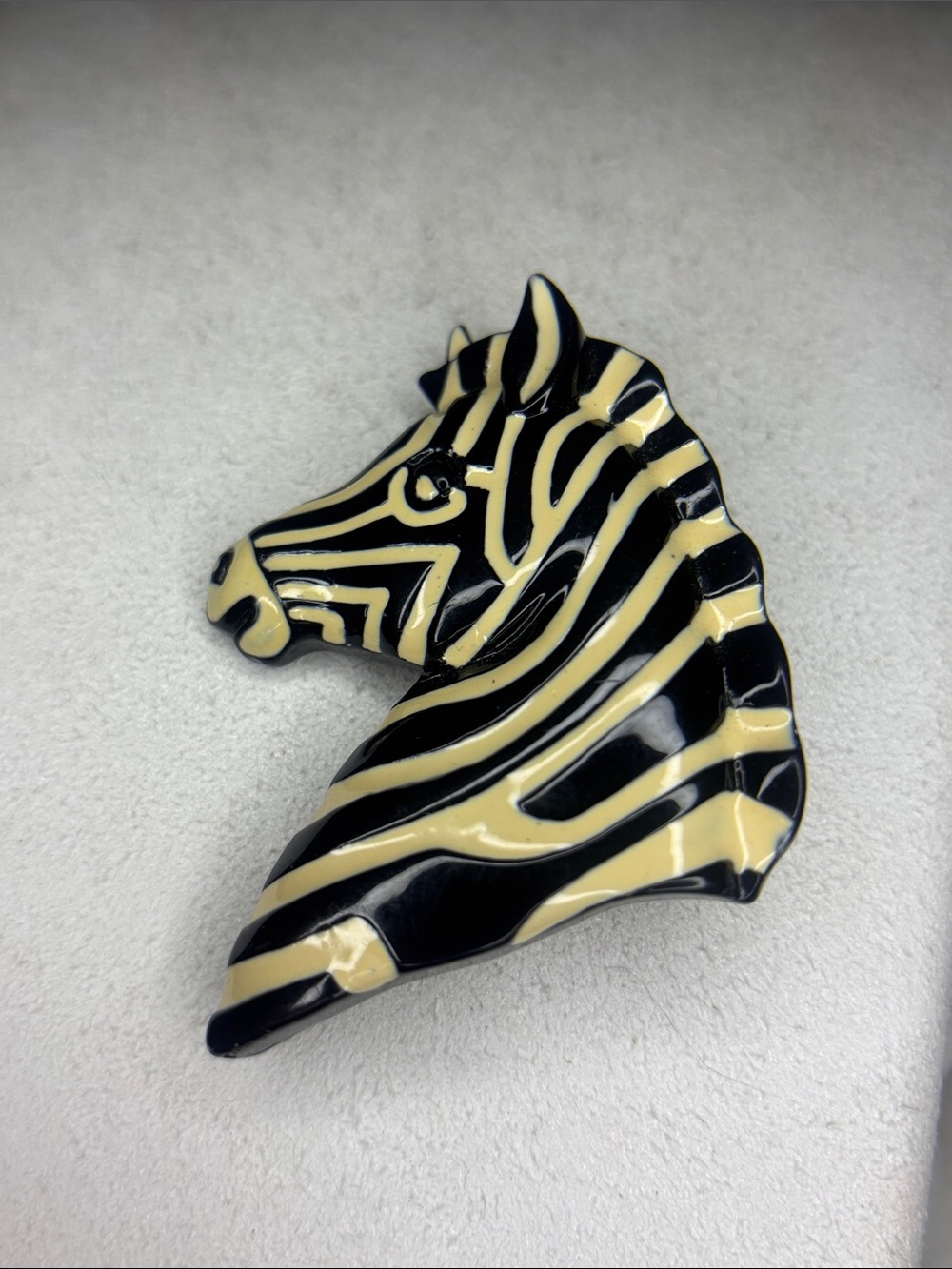 Hand painted wooden Zebra  brooch